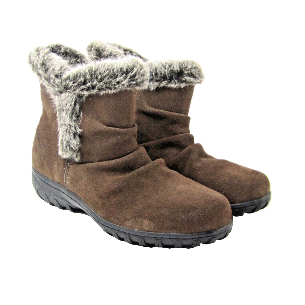 Khombu Lisa Women's Brown Thermolite Terrain‎ Boots Suede Faux Fur Booties Sz 9